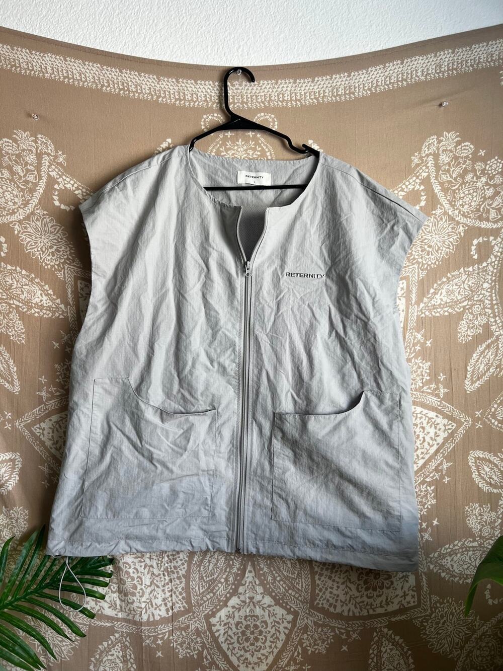 RETERNITY Grey Nylon Full-Zip Vest Size L